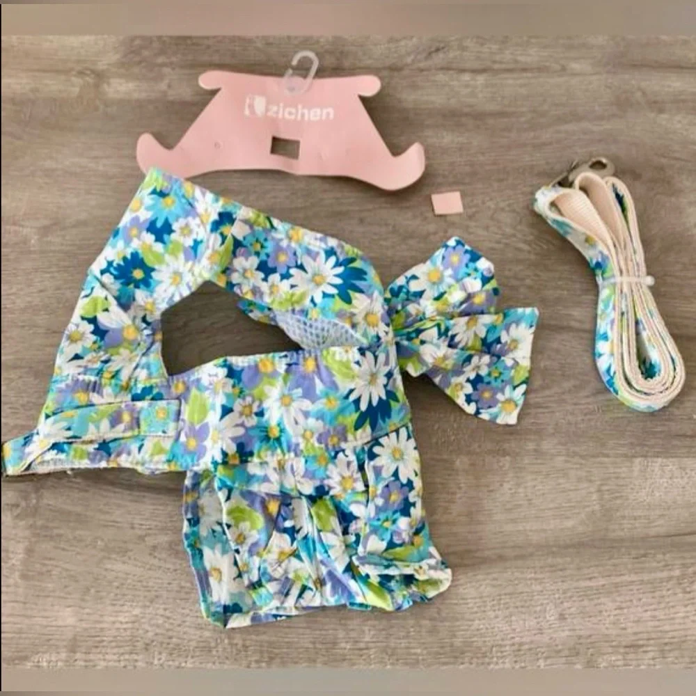 NWT Zichen Dress for Pet White Blue Purple Green with Leash
